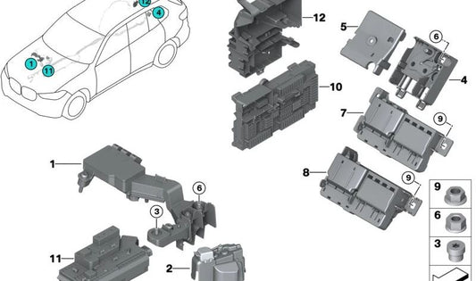 Conector de batería OEM 61148736428 para BMW G42, G20, G21, G22, G23, G26. Original BMW.