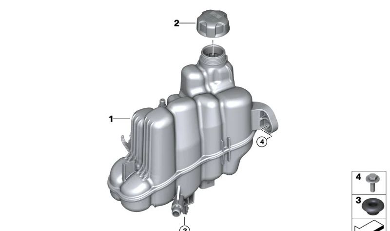 Depósito de refrigerante OEM 17135A14990 para BMW U06, U11, U12, U10, U25. Original BMW.