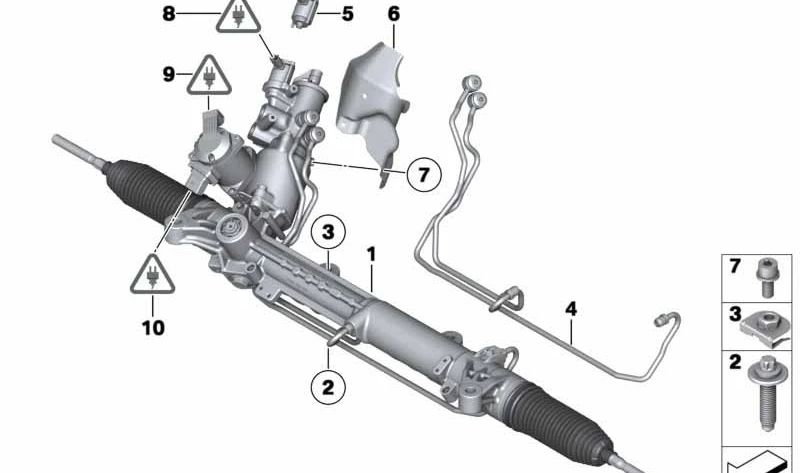 Tubería hidráulica OEM 32106795227 para BMW F07, F01, F02. Original BMW.