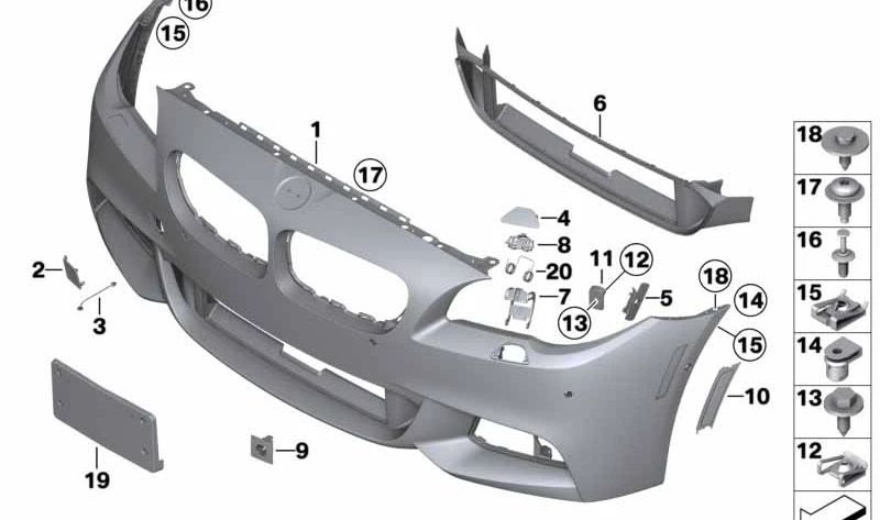 Tapa ciega izquierda OEM 51118050115 para BMW Serie 5 F10, F11. Original BMW