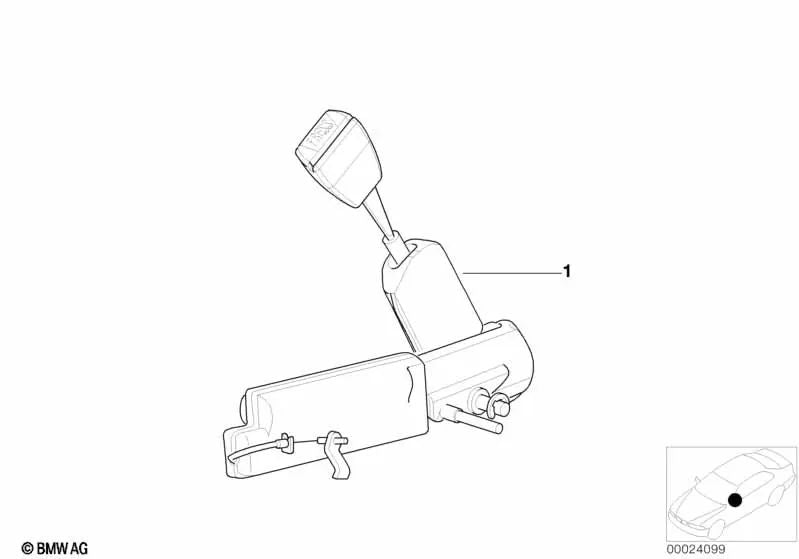 Cinturón inferior con tensador derecho para BMW Serie 3 E36 (OEM 72118167712). Original BMW