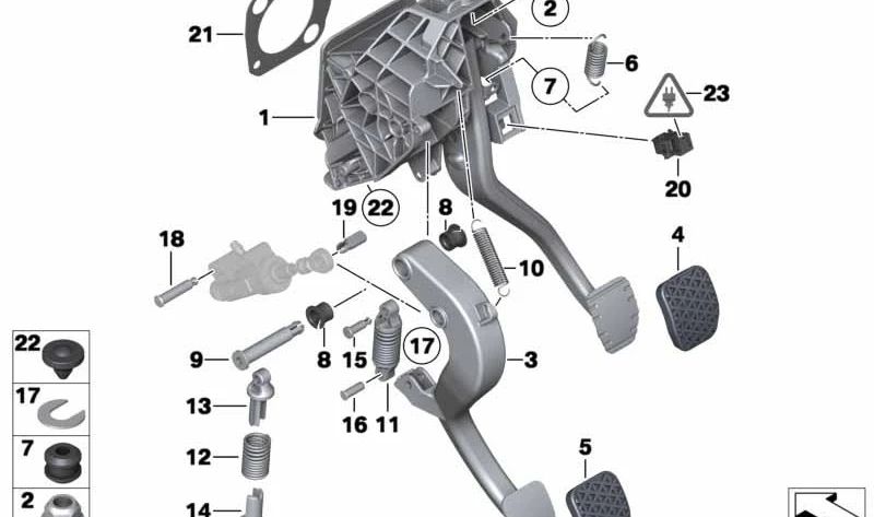 Pedal de embrague OEM 35316789737 para BMW F10, F11, F06, F12, F13. Original BMW.