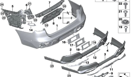 Abdeckung für die hintere Abschleppöse für den BMW 7er G70 (OEM 51128081536). Original BMW.