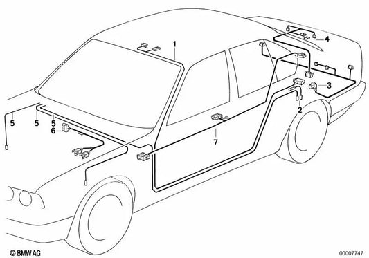 Kabelado Portón Trasero para BMW E34 (OEM 61128366875). Original BMW