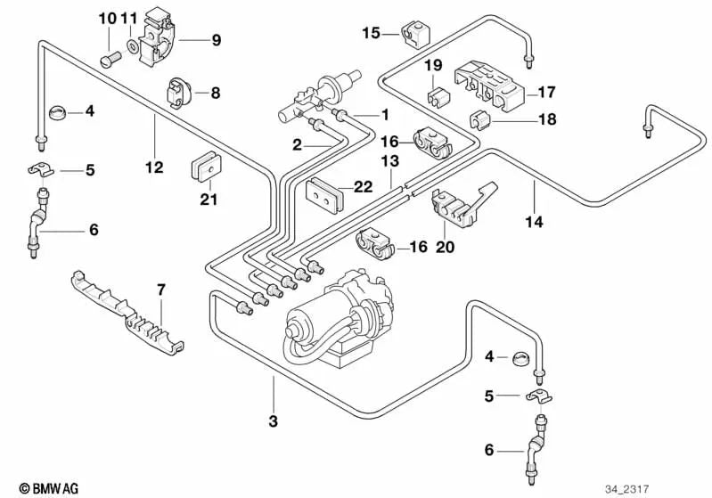 Tubería para BMW E31 (OEM 34326755507). Original BMW.