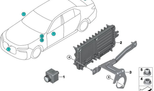 Automatisierte Ultraschall-Parkkamera für BMW U06, G60, G70, I20, U11, U12, F95N, G05N, G18N, F96N, G06N, G07N, G09 (OEM 66555A47225). Original BMW