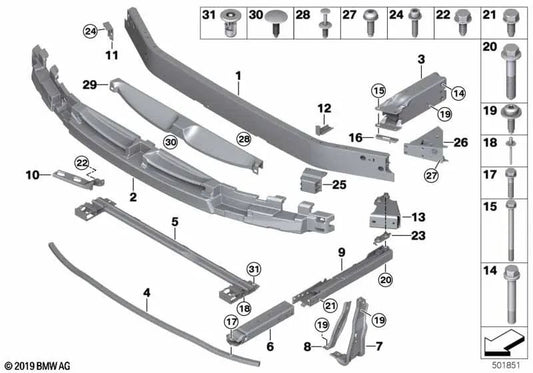 Soporte superior para BMW X1 F48, X2 F39 (OEM 51117428926). Original BMW.