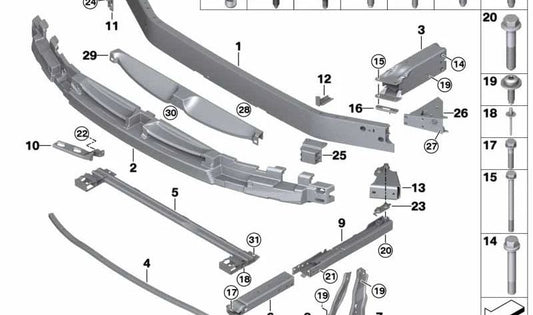 Prise en charge inférieure du pare-chocs avant 51117309496 pour BMW F45, F46. BMW d'origine.