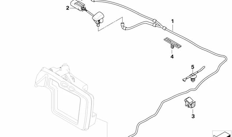 Tubo flexible del depósito de limpiaparabrisas OEM 61667142059 para BMW E60, E61 (Serie 5). Original BMW.