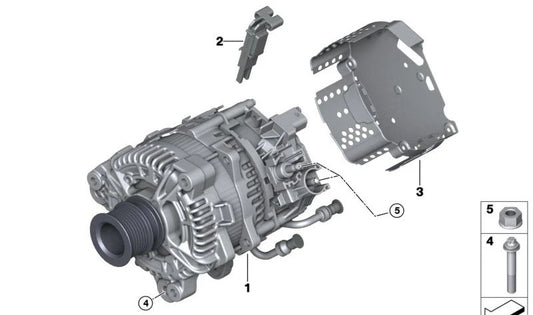 Tapa cubre alternador OEM 12319889238 para BMW G20, G21, G22, G23, G26, G30, G31, G32, G11, G12, G14, G15, G16, G01, G02, G05, G06, G07. Original BMW.