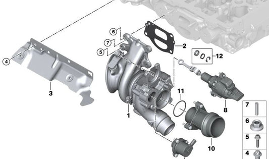 Conjunto de Actuador Válvula Wastegate para BMW G42, G20N, G21N, G28N, G22, G23, G26, G30N, G31N, G38N, G32N, G01N, G08N, G02N, G18, G06, G29 (OEM 11655A32F57). Original BMW