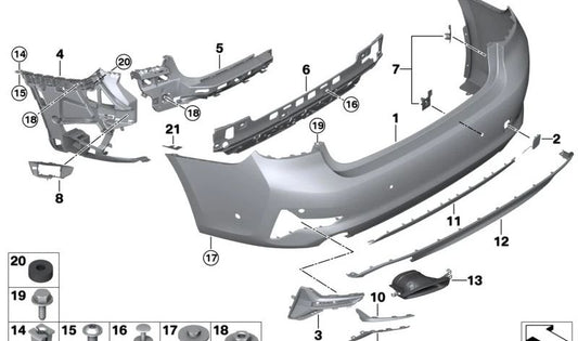 Moldura de revestimiento trasero superior derecho para BMW Serie 3 G20, G28 (OEM 51127488350). Original BMW.