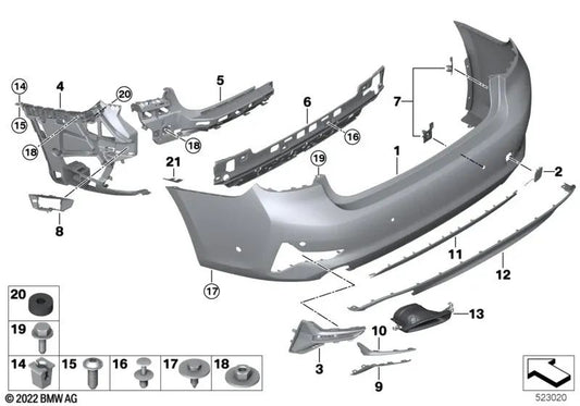 Bumper trim, primed, rear for BMW 3 Series G20 (OEM 51128493935). Original BMW.