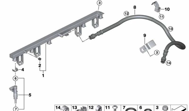 Tubo de combustible con anillo dentado para BMW X5 E70 (OEM 13534565532). Original BMW