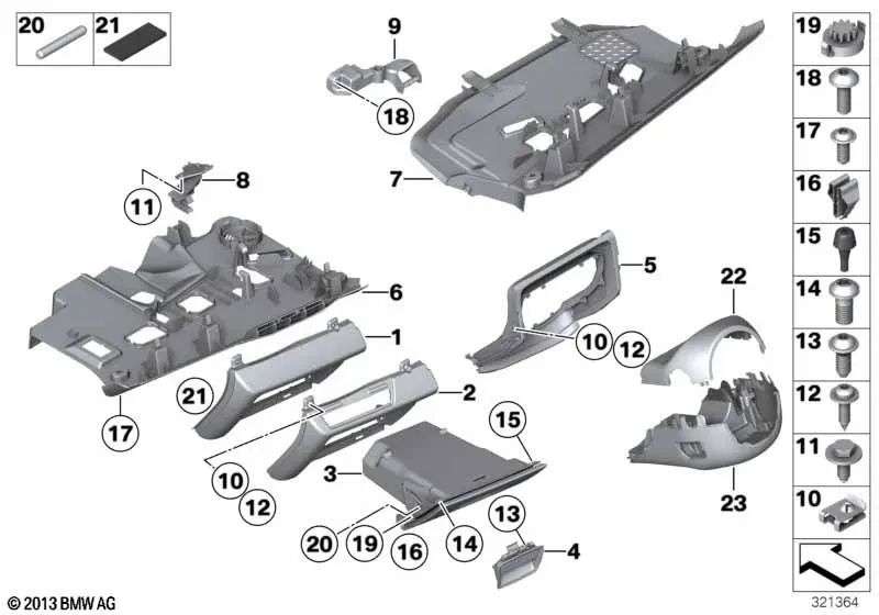 Cubierta de la Columna de Dirección para BMW F01, F02, F04 (OEM 51459119802). Original BMW.