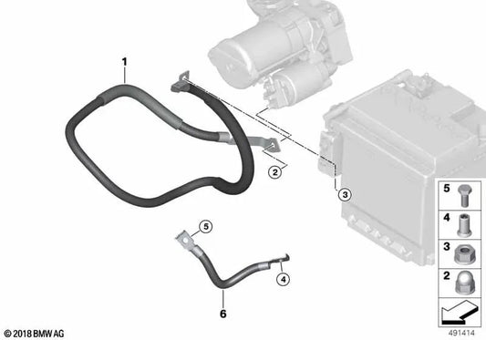 Cable de batería / Cable de arranque para BMW F30N (OEM 12428676222). Original BMW.