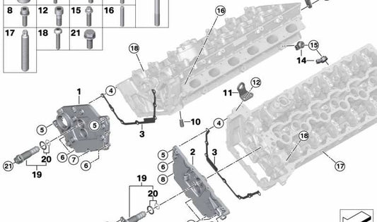 Cubierta superior de la caja de la cadena para BMW Serie 7 F01, F02, G12 (OEM 11148699005). Original BMW