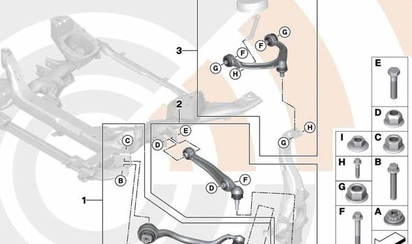 Kit de reparación tirante izquierdo para BMW X5 F15, X6 F16 (OEM 31102475205). Original BMW