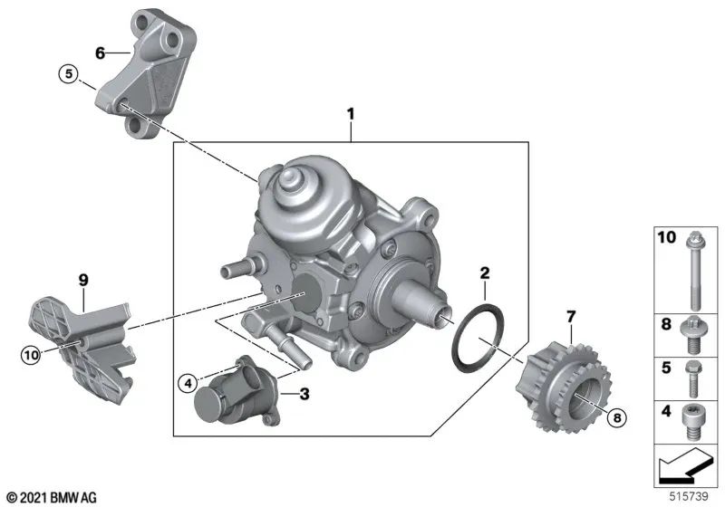 Piñón de la Bomba de Alta Presión para BMW U06, U11 (OEM 13529888471). Original BMW.