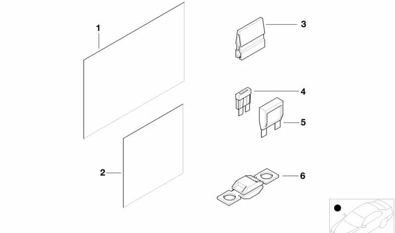 Pegatina Disposición de Fusibles Trasera para BMW Serie 5 E39 (OEM 61138384694). Original BMW