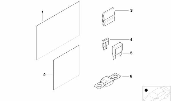 Pegatina de Distribución de Fusibles delantera para BMW Z8 E52 (OEM 71236927745). Original BMW