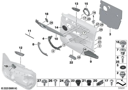 Tira decorativa derecha para BMW F48 (OEM 51418064850). Original BMW.