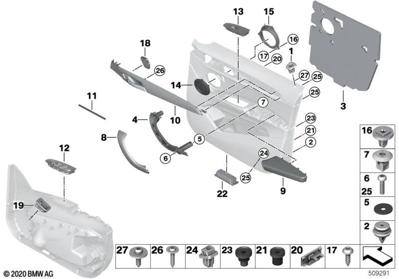 Moldura decorativa izquierda para BMW F48, F48N, F49, F49N (OEM 51417399621). Original BMW