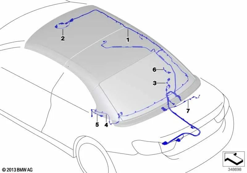 Kabelado del Techo para BMW F33, F83 (OEM 61117344468). Original BMW