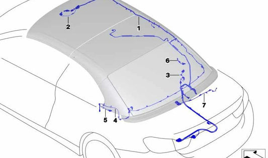 Arnés de cableado placa base izquierda para BMW E93N, F33, F83 (OEM 54377353881). Original BMW