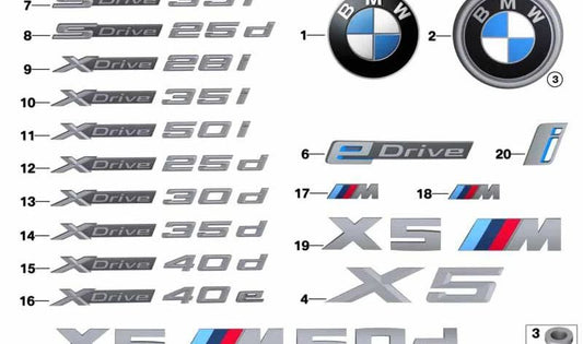 Emblem "XDrive" OEM 51147358545 for BMW F15. Original BMW.