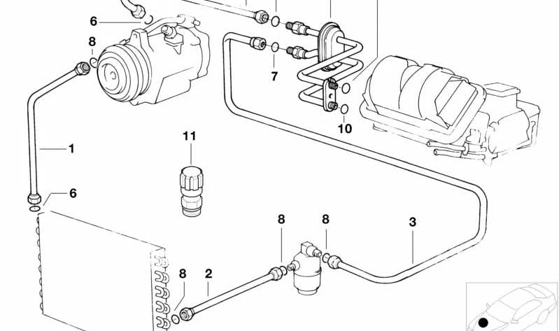 Tubo de presión Compresor-Condensador para BMW (OEM 64532229846). Original BMW.