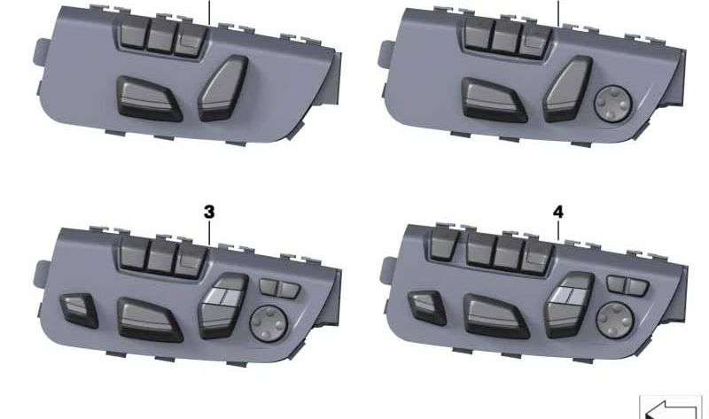 Interruttore di regolazione elettrica del sedile sinistro OEM 61319364977 per BMW F06, F12, F13. BMW originale.