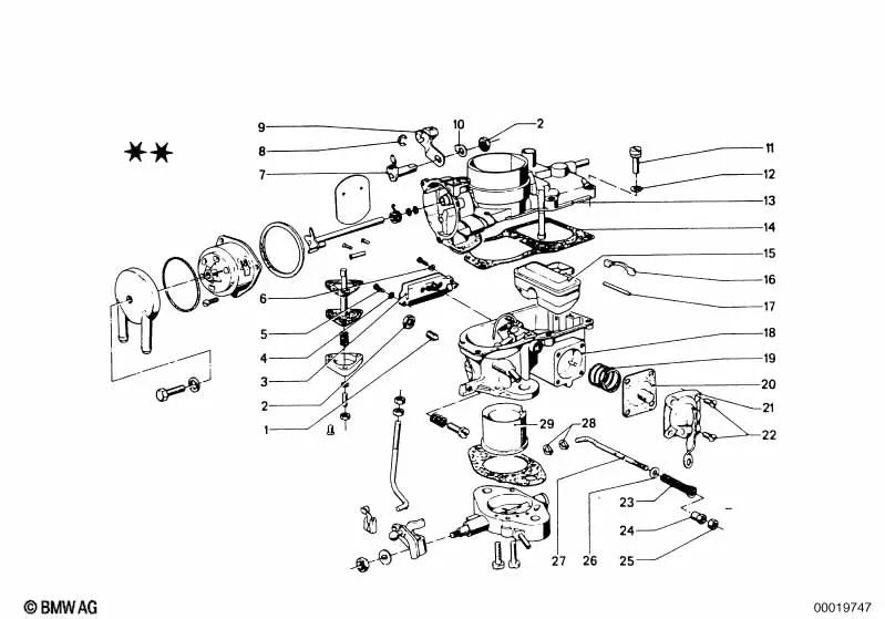 Membrana para BMW Serie 3 E21, Serie 5 E12 (OEM 13110639362). Original BMW