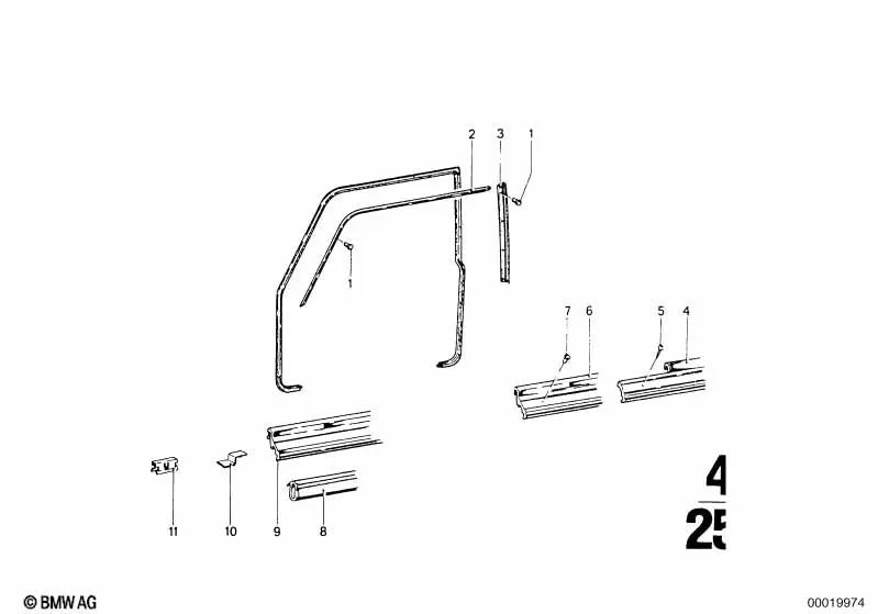 Cubierta lateral izquierda de la B-columna para BMW (OEM 51711819817). Original BMW