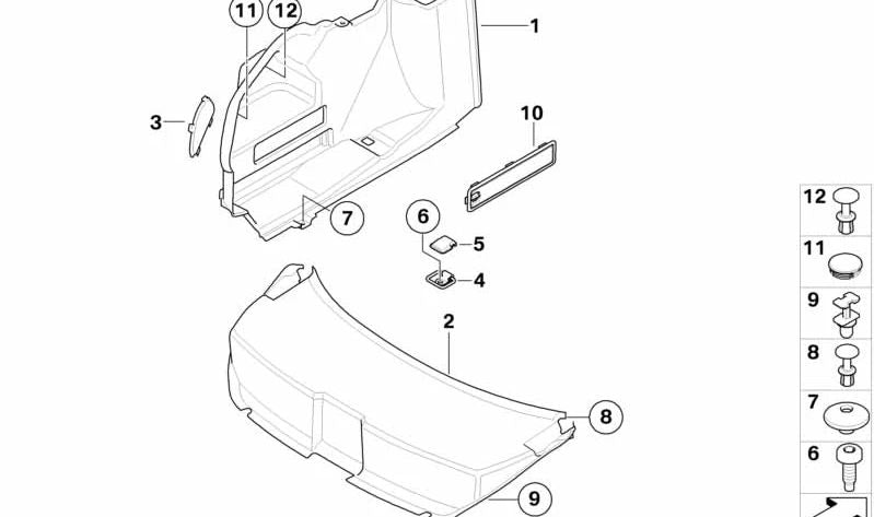 Revestimiento de portón trasero OEM 51497188773 para BMW E64. Original BMW.