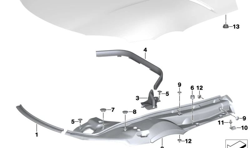 Cubierta para BMW Serie 5 F07, F10, F11, F18, Serie 6 F06, F12, F13, Serie 7 F01, F02, F04, X5 F15, F85, X6 F16, F86, Z4 G29 (OEM 51767205141). Original BMW