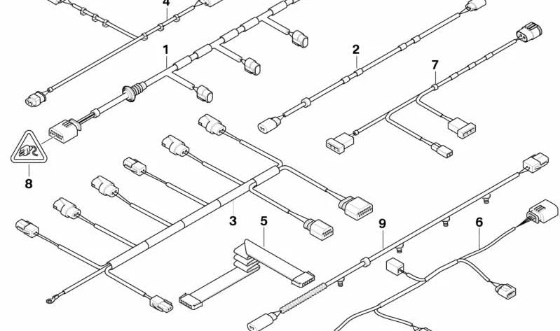 Juego de cables PDC trasero para BMW X6 E71 (OEM 61129244431). Original BMW