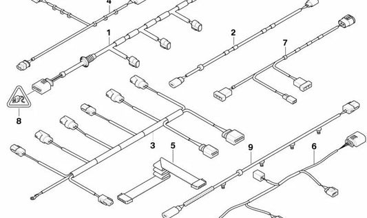 Cableado PDC delantero para BMW E71, E72 (OEM 61129244423). Original BMW