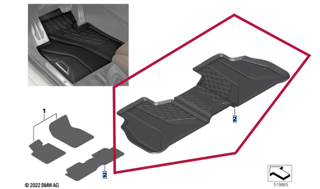 Alfombrillas de goma originales BMW Allwetter OEM 51475A50925 para BMW G18 (Serie 5 G18). Original BMW