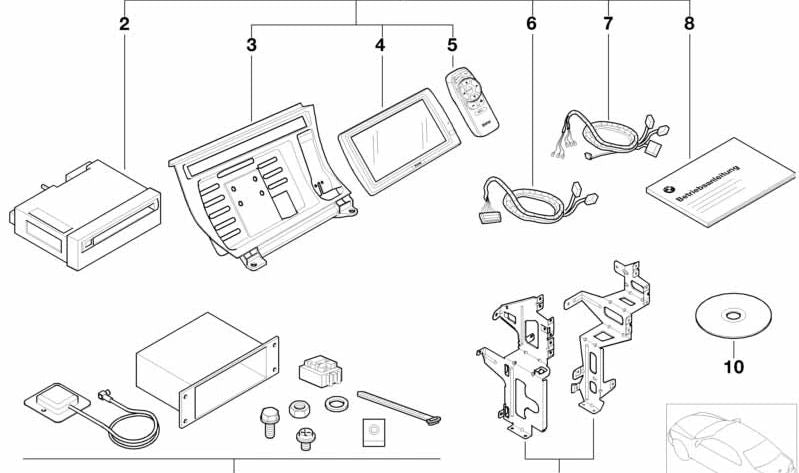 Supporto della base frontale per la serie BMW 3 E46 (OEM 65128370924). BMW originale