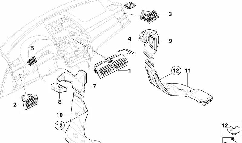 Conducto de calefacción para BMW X3 E83, E83N (OEM 64223412278). Original BMW