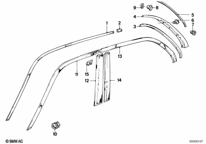 Cubierta de salida de aire trasera izquierda para BMW E30 (OEM 51131922331). Original BMW.