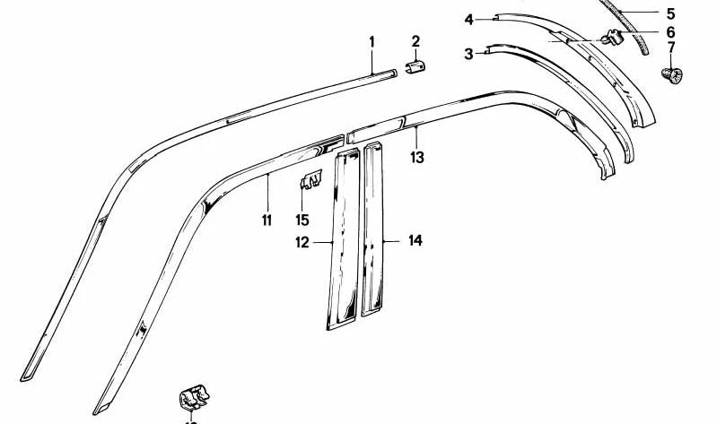 Liston de adorno vierte aguas techo NEGRO izquierda/derecha para  BMW E30. Original BMW.