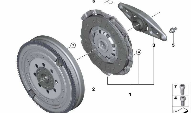 Clutch Parts Set for BMW E84, F25, F26 (OEM 21207633683). Original BMW