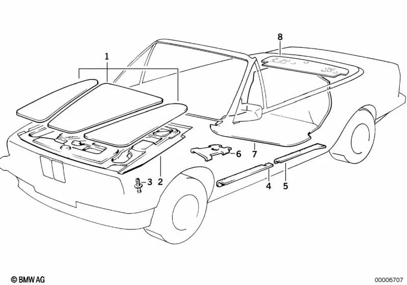 Acoustic insulation of the compartment for BMW 3 Series E30 (OEM 51481913067). Original BMW