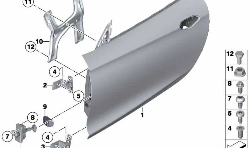 Bisagra de puerta inferior izquierda para BMW E89 (OEM 41517225143). Original BMW.