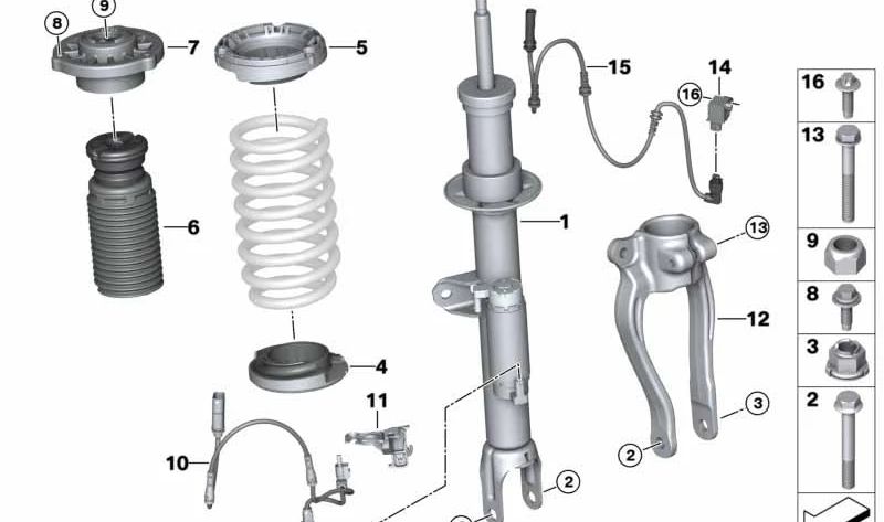 Amortiguador delantero derecho VDC para BMW G31 (OEM 37106866536). Original BMW