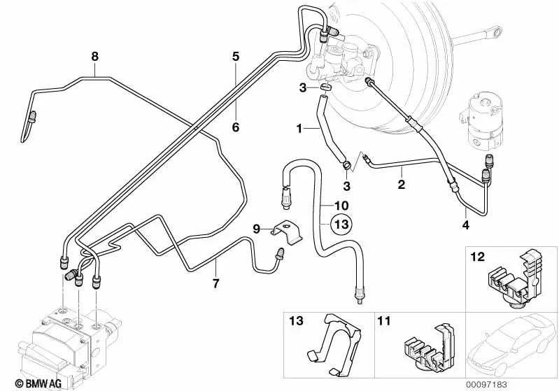 Tubería para BMW E36, E53 (OEM 34326755499). Original BMW