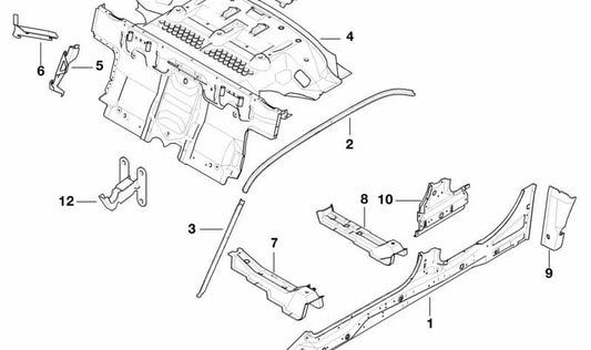 Larguero izquierdo para BMW E38 (OEM 41118157551). Original BMW.