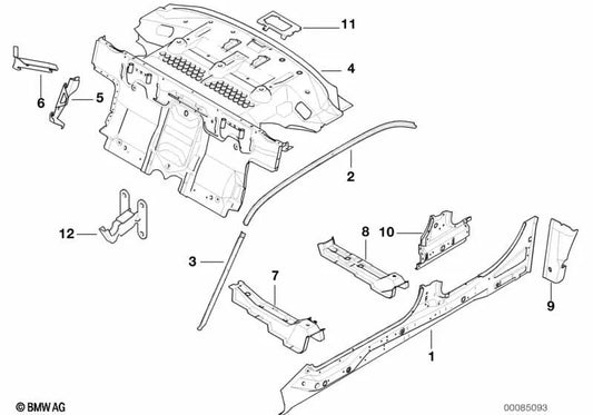 Left Inner Backrest Support for BMW E38 (OEM 41138191265). Original BMW